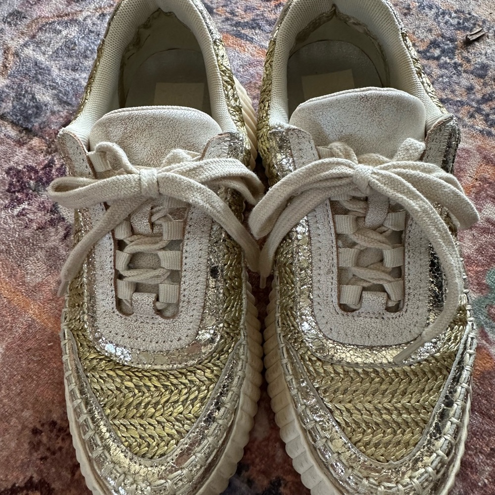 Dolce Vita Gold and Cream Sneakers